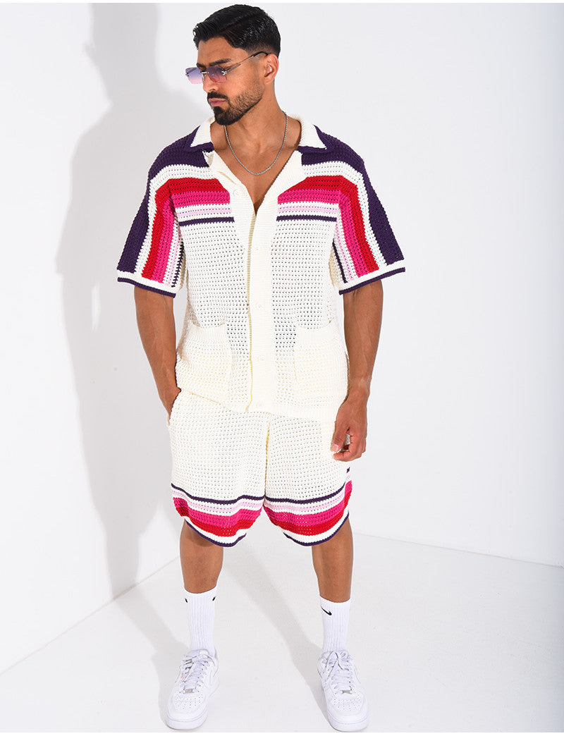 Ensemble ajouré short et chemise