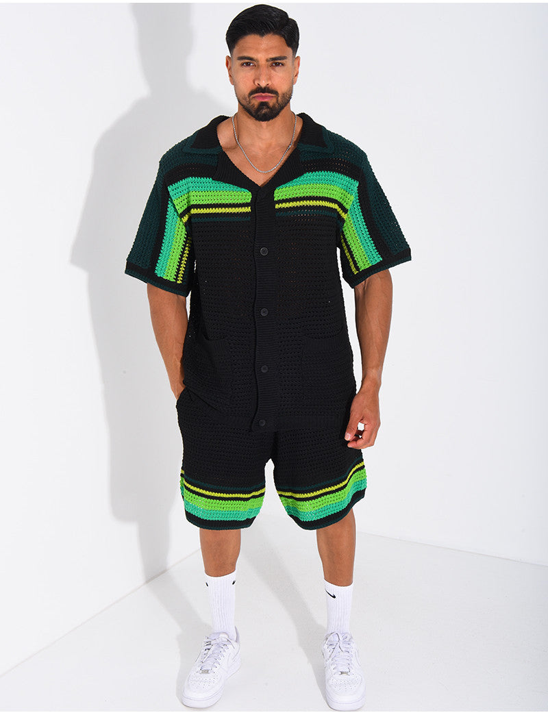 Ensemble ajouré short et chemise