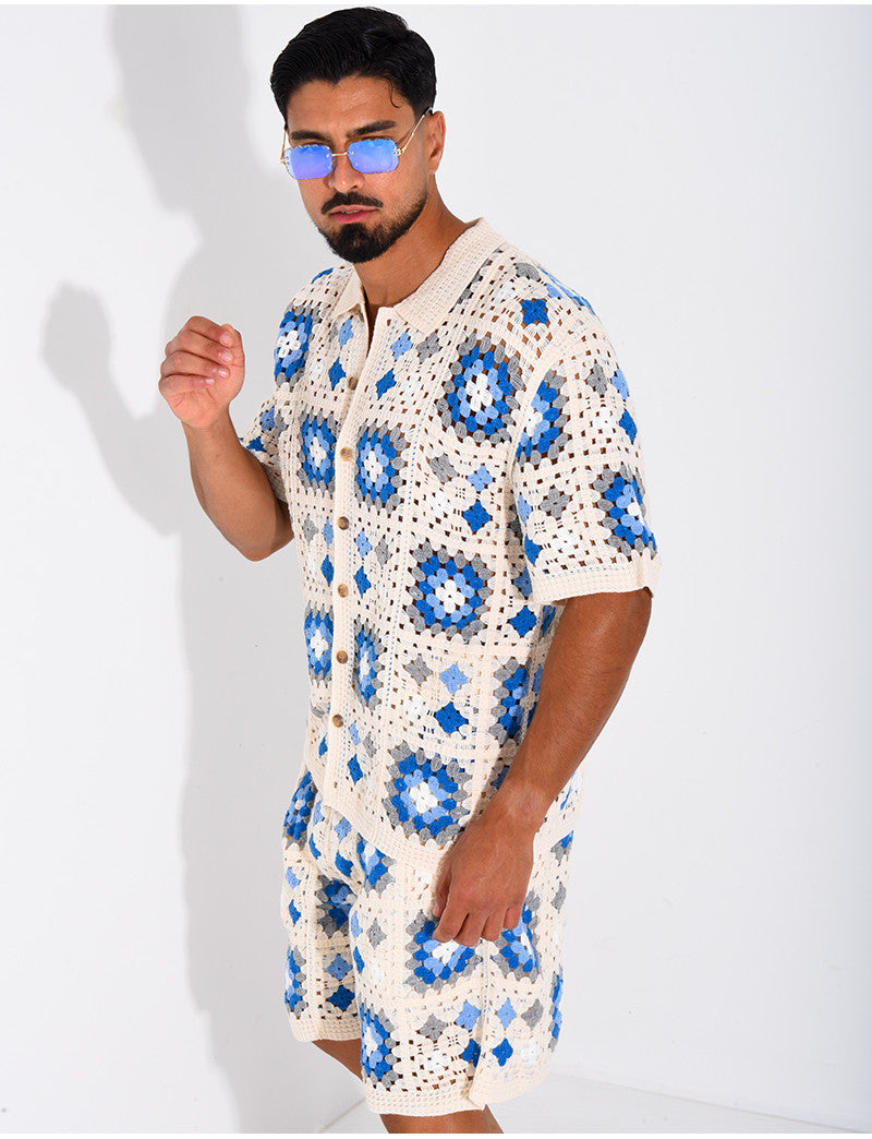 Ensemble ajouré short et chemise