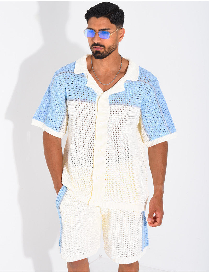 Ensemble ajouré short et chemise