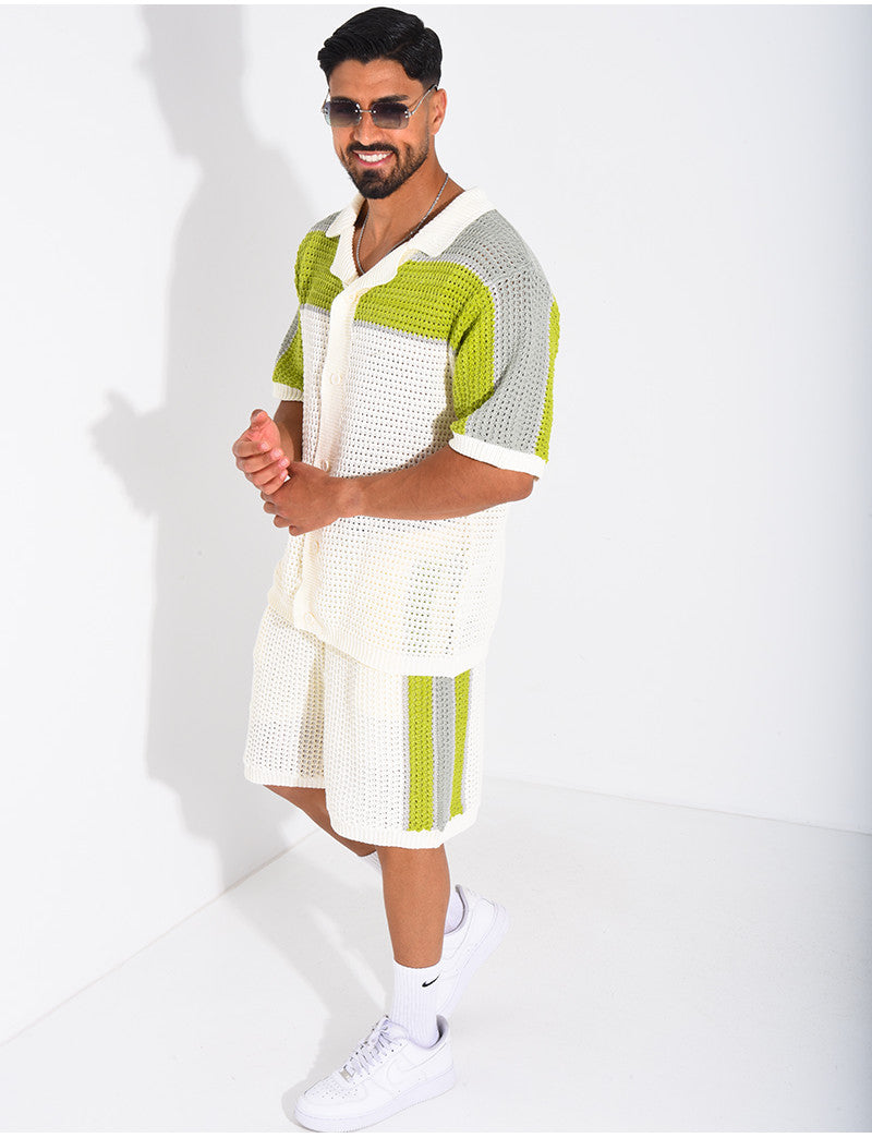 Ensemble ajouré short et chemise