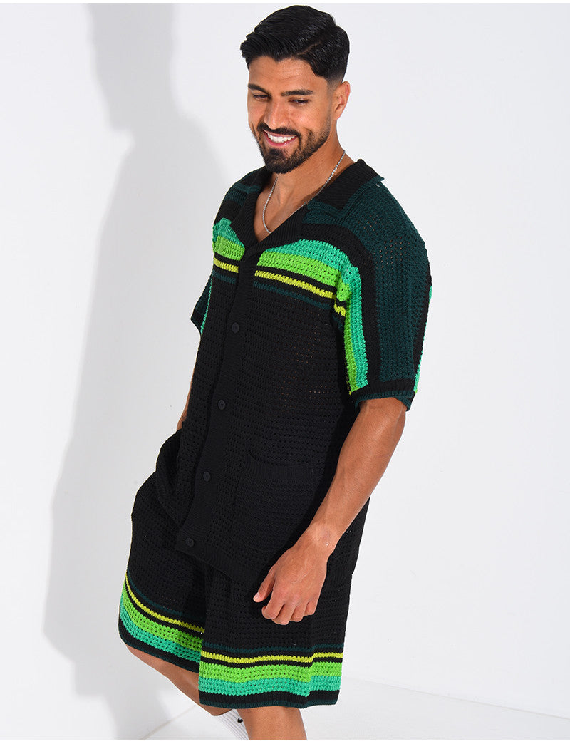 Ensemble ajouré short et chemise