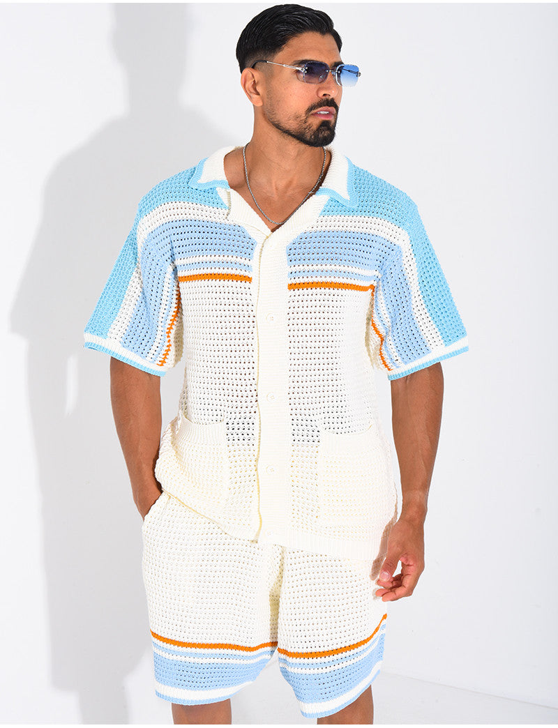 Ensemble ajouré short et chemise