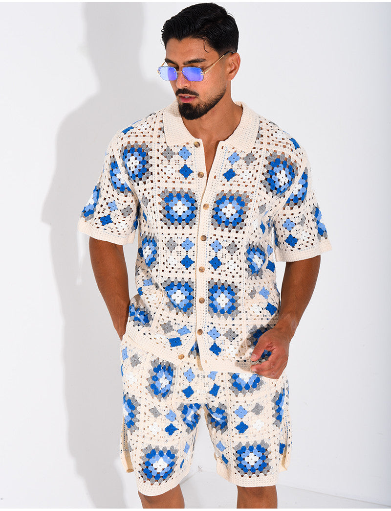 Ensemble ajouré short et chemise
