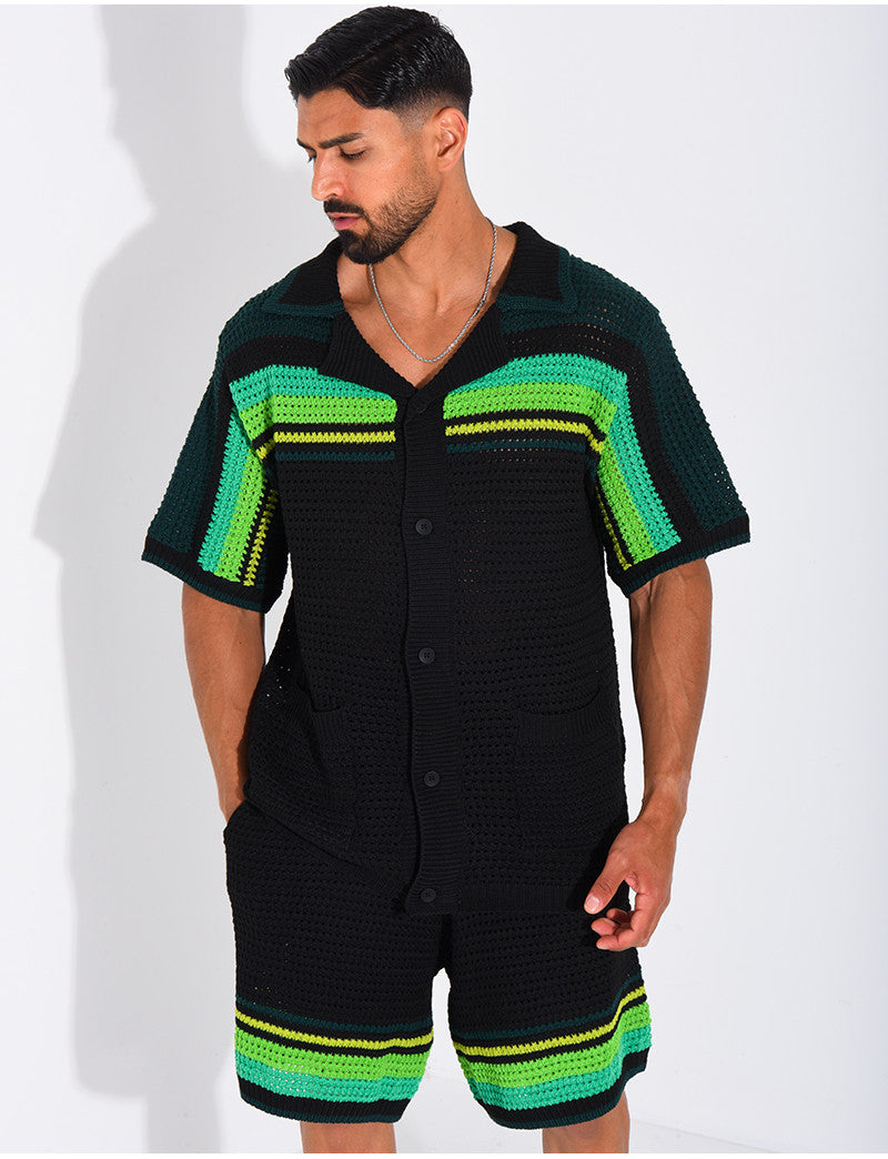 Ensemble ajouré short et chemise