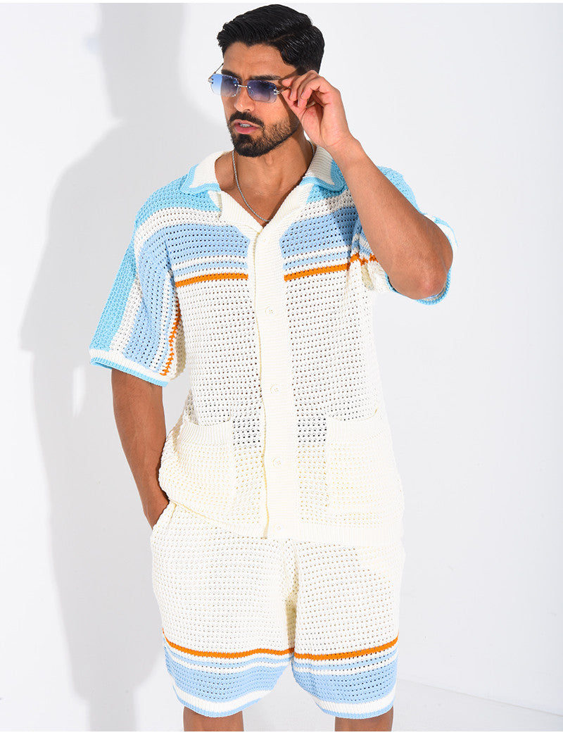 Ensemble ajouré short et chemise