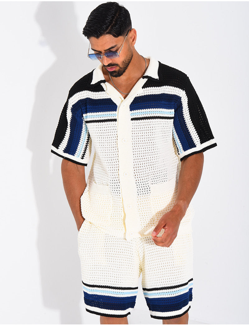 Ensemble ajouré short et chemise