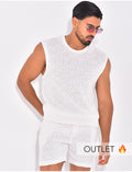 Ensemble ajouré short et t-shirt sans manches