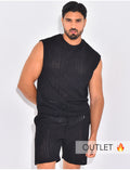 Ensemble ajouré short et t-shirt sans manches