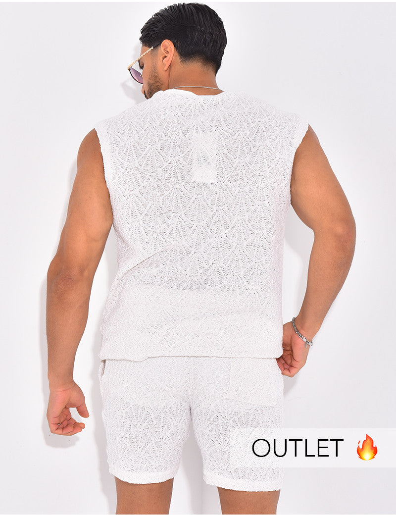 Ensemble ajouré short et t-shirt sans manches