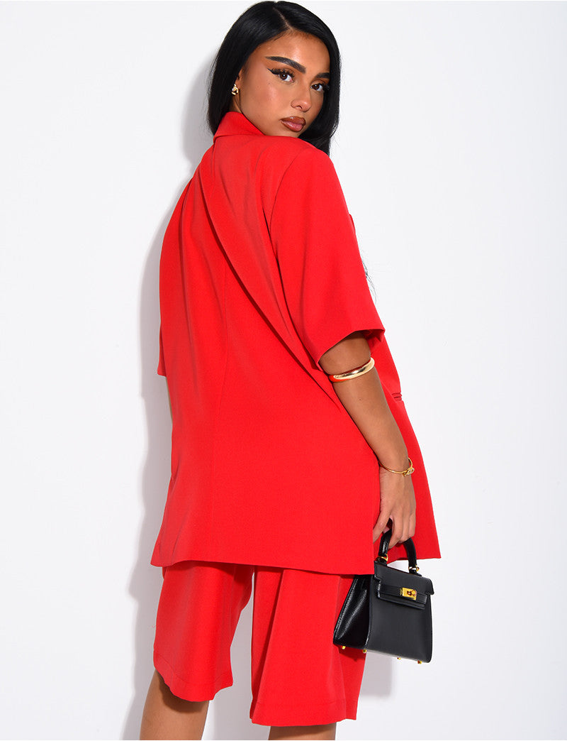Ensemble bermuda de tailleur et blazer premium à manches courtes
