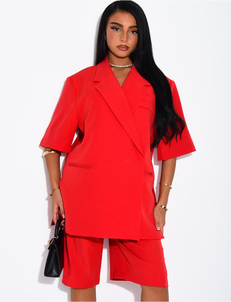 Ensemble bermuda de tailleur et blazer premium à manches courtes