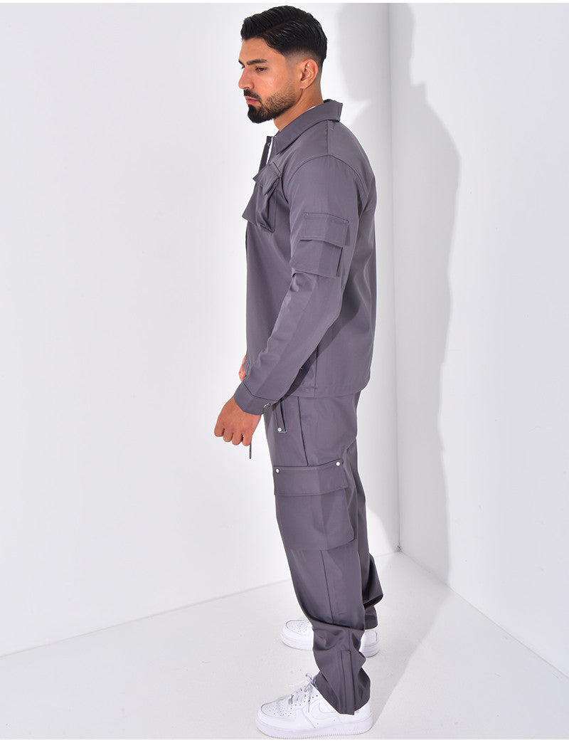 Ensemble cargo à poches pantalon et veste