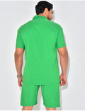 Ensemble chemise à manches courte et short effet côtelé