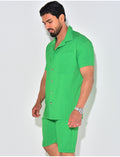 Ensemble chemise à manches courte et short effet côtelé