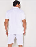 Ensemble chemise à manches courte et short effet côtelé
