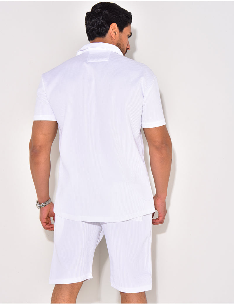Ensemble chemise à manches courte et short effet côtelé