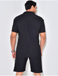 Ensemble chemise à manches courte et short effet côtelé