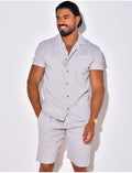 Ensemble chemise à manches courtes et short effet côtelé