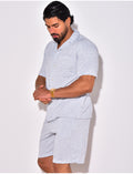 Ensemble chemise et short chiné
