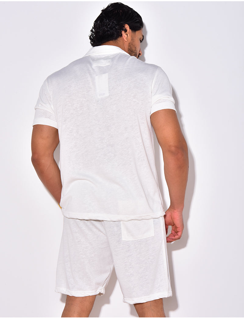 Ensemble chemise et short chiné