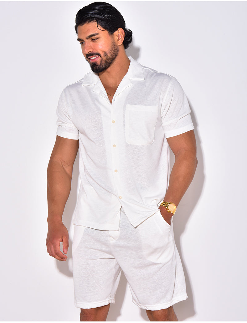 Ensemble chemise et short chiné