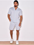 Ensemble chemise et short chiné