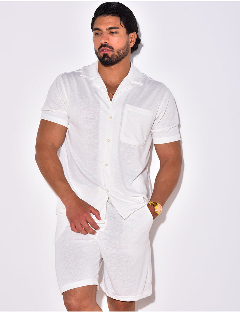 Ensemble chemise et short chiné