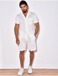 Ensemble chemise et short chiné