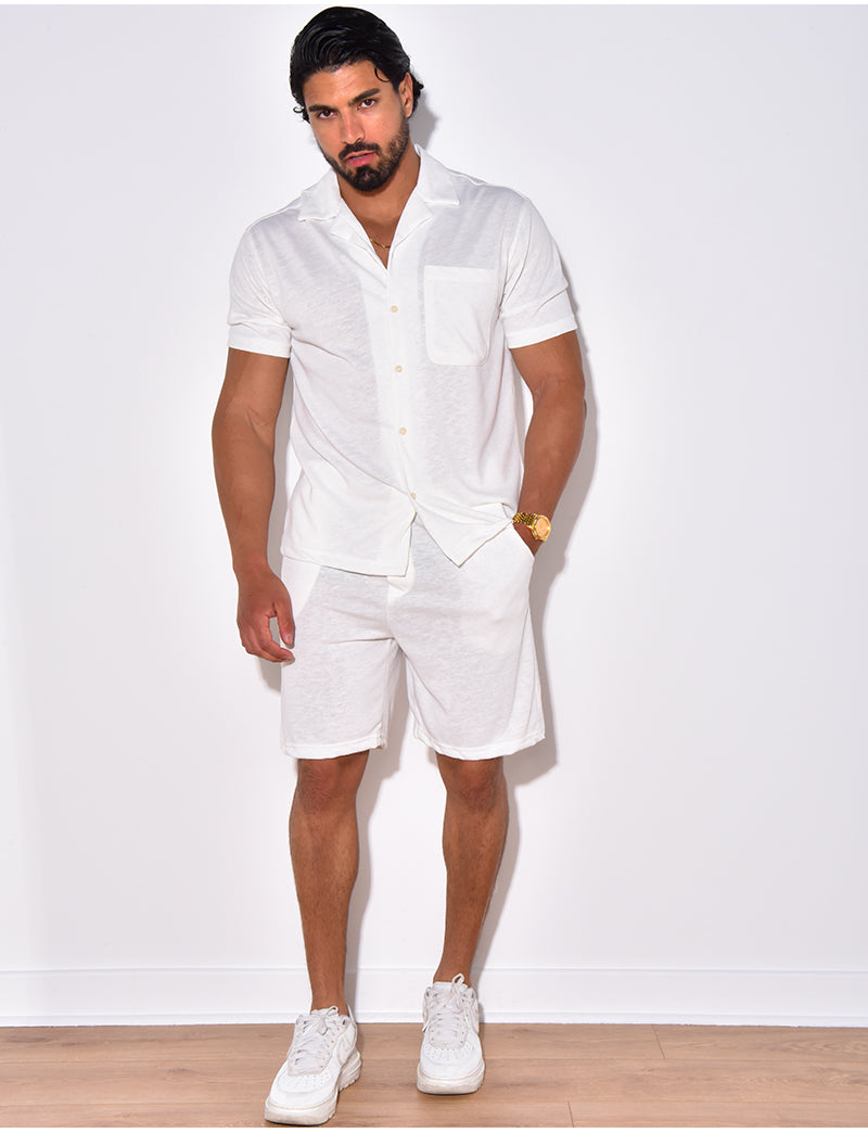 Ensemble chemise et short chiné