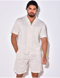 Ensemble chemise et short chiné