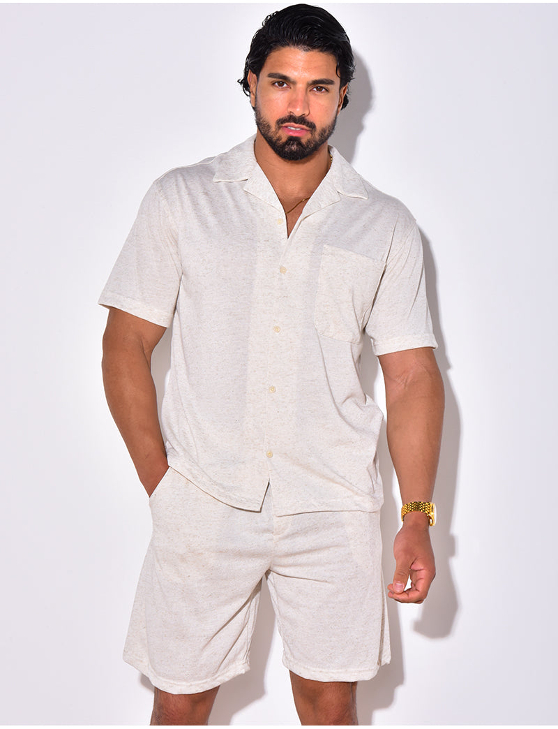 Ensemble chemise et short chiné