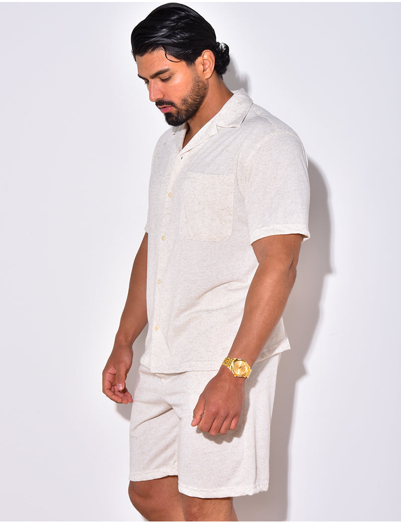 Ensemble chemise et short chiné