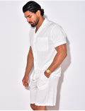 Ensemble chemise et short chiné