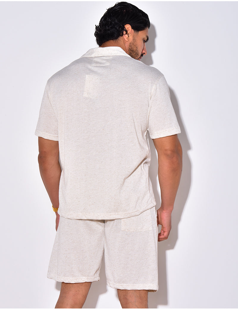 Ensemble chemise et short chiné