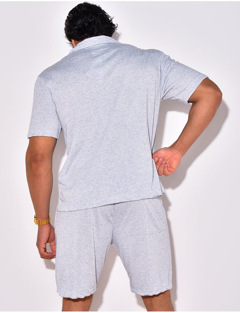 Ensemble chemise et short chiné