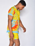 Ensemble chemise et short de bain à motifs baroque