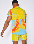 Ensemble chemise et short de bain à motifs baroque