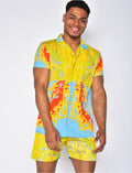 Ensemble chemise et short de bain à motifs baroque