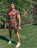 Ensemble chemise et short de bain à motifs baroque