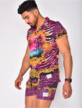 Ensemble chemise et short de bain à motifs baroque
