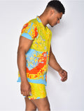 Ensemble chemise et short de bain à motifs baroque