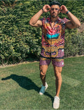 Ensemble chemise et short de bain à motifs baroque