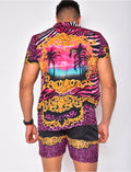 Ensemble chemise et short de bain à motifs baroque