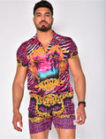 Ensemble chemise et short de bain à motifs baroque