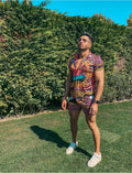 Ensemble chemise et short de bain à motifs baroque