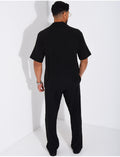 Ensemble chiné pantalon et chemise manches courtes