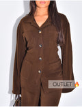 Ensemble côtelé pantalon et chemise avec ceinture