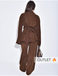 Ensemble côtelé pantalon et chemise avec ceinture
