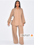 Ensemble côtelé pantalon et chemise manches 3/4